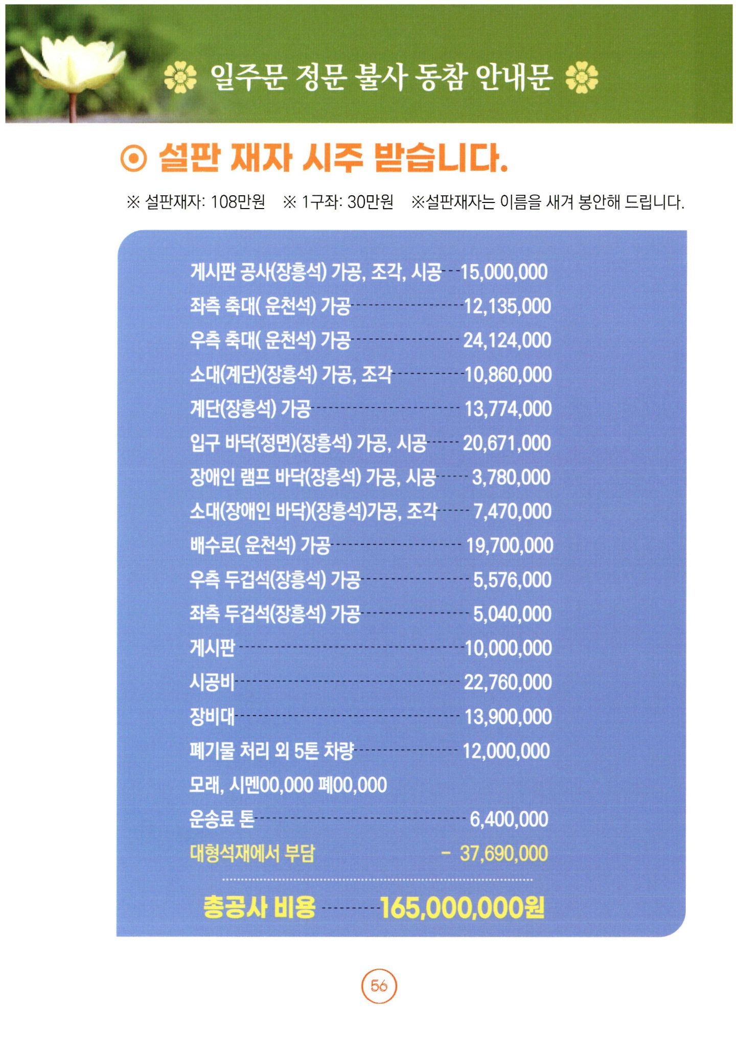 일주문 불사 조감도 및 모연문 — 3쪽